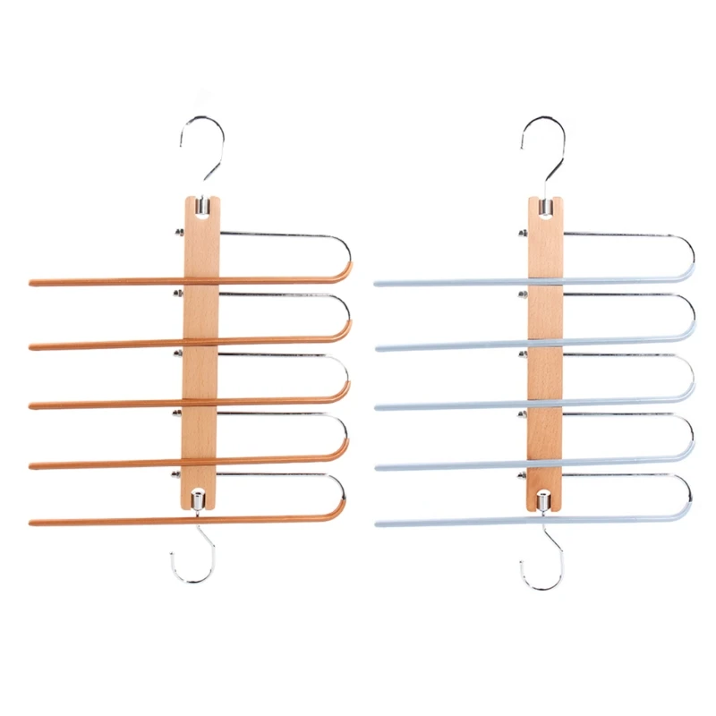 Folewr Pants Hangers Non-Slip Jeans Hangers 12.6x18.9in for Closet Organizer Adjustable Wooden Heavy Duty Trousers Rack 