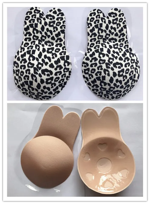 beige white 2 пары/ дизайн в форме кроличьих ушей, хит, Женский Большой невидимый бюстгальтер с эффектом пуш-ап, силиконовый бюстгальтер без бретелек - Цвет: beige white