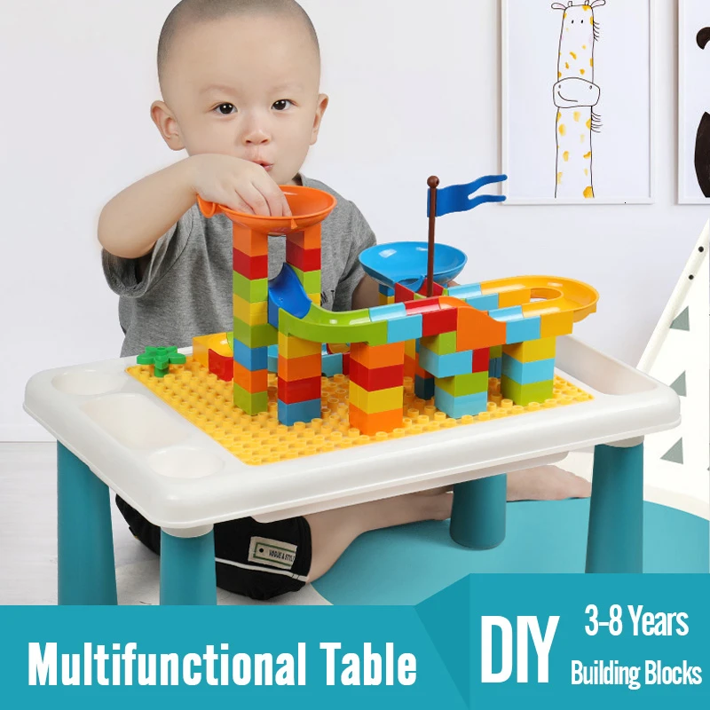 

Big Bricks Building Blocks Compatible LegoING Duploed Blocks Multi Functions Table Desk Base Plate Study Table For Children Gift