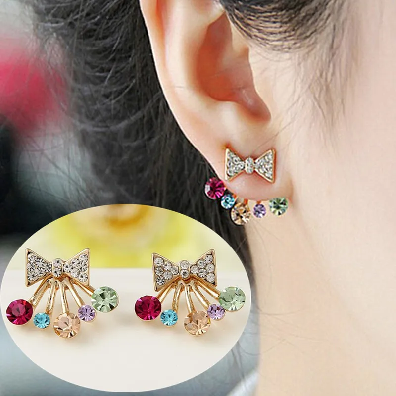 

2019 Hot Brincos New Girls Fashion Perlas Pendientes Earing Bijoux Bow Stud Earrings For Women Jewelry Wholesale Earings