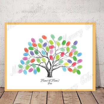

Customized Name Date Fingerprint DIY Guestbook Tree For Wedding Baby Shower Kids Birthday Baptism Party Decoration Fingerprint Canvas Guestbook (Inkpad Included)