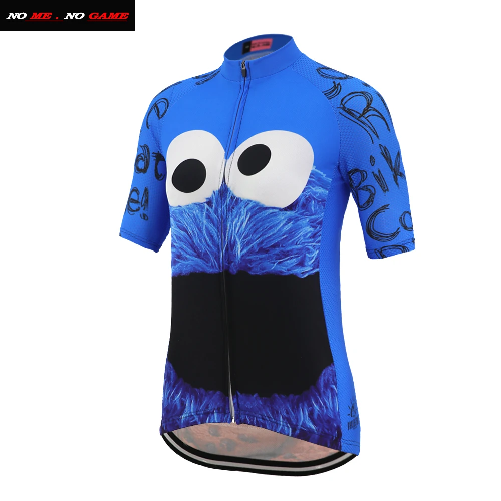 Classic Cartoon Girl Women's Cycling Jersey Summer Blue Shirt Ride Bike