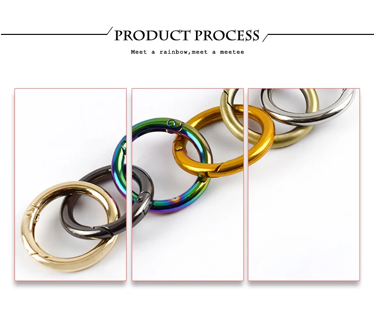 20pcs Meetee 10-50mm Metal Spring O Ring Round Openable Round Snap Hook for Bag Strap Keychain Pendant DIY Sewing Accessories