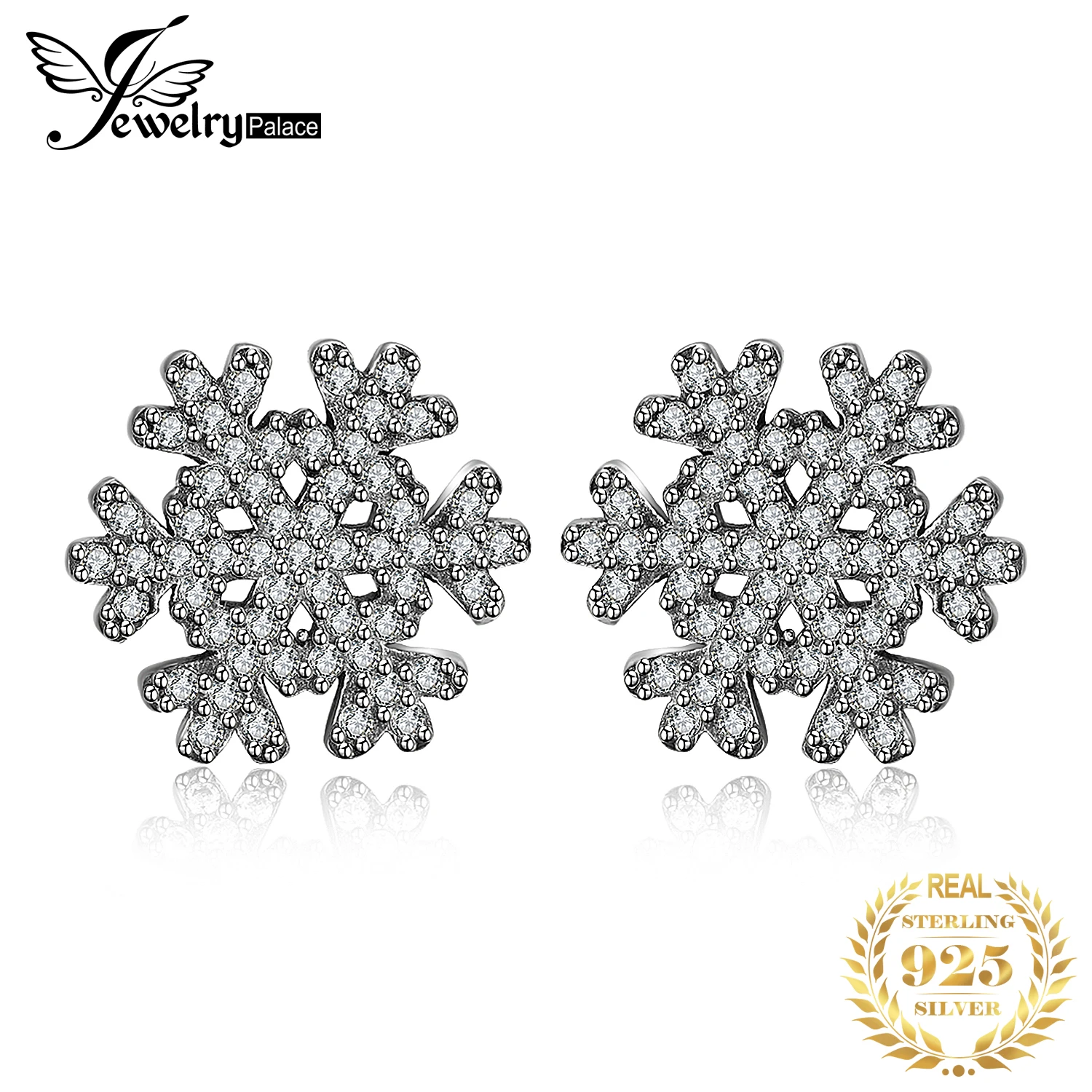 Jewelrypalace 925 стерлингов Серебряные серьги гвоздики зима сюрприз снежинки CZ
