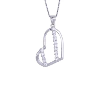 

Long Zircon Stripe Heart Necklace For Women 925 Sterling Silver Hollow Geometry Heart Pendants Choker Fashion Jewelry