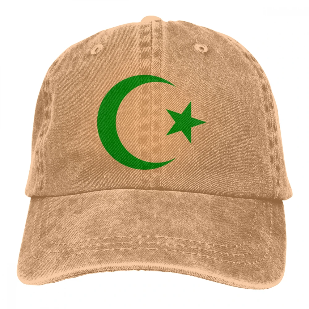 Звезда и полумесяц Casquette черный унисекс Мужские Женские джинсовые бейсболка с ремешком кепки Регулируемый Гольф папа шляпа - Цвет: Хаки