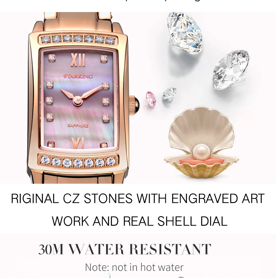 STARKING Relogio Feminino женские аналоговые кварцевые часы с камнями из Кубического циркония роскошные розовое золото полный стальной женские часы в подарок