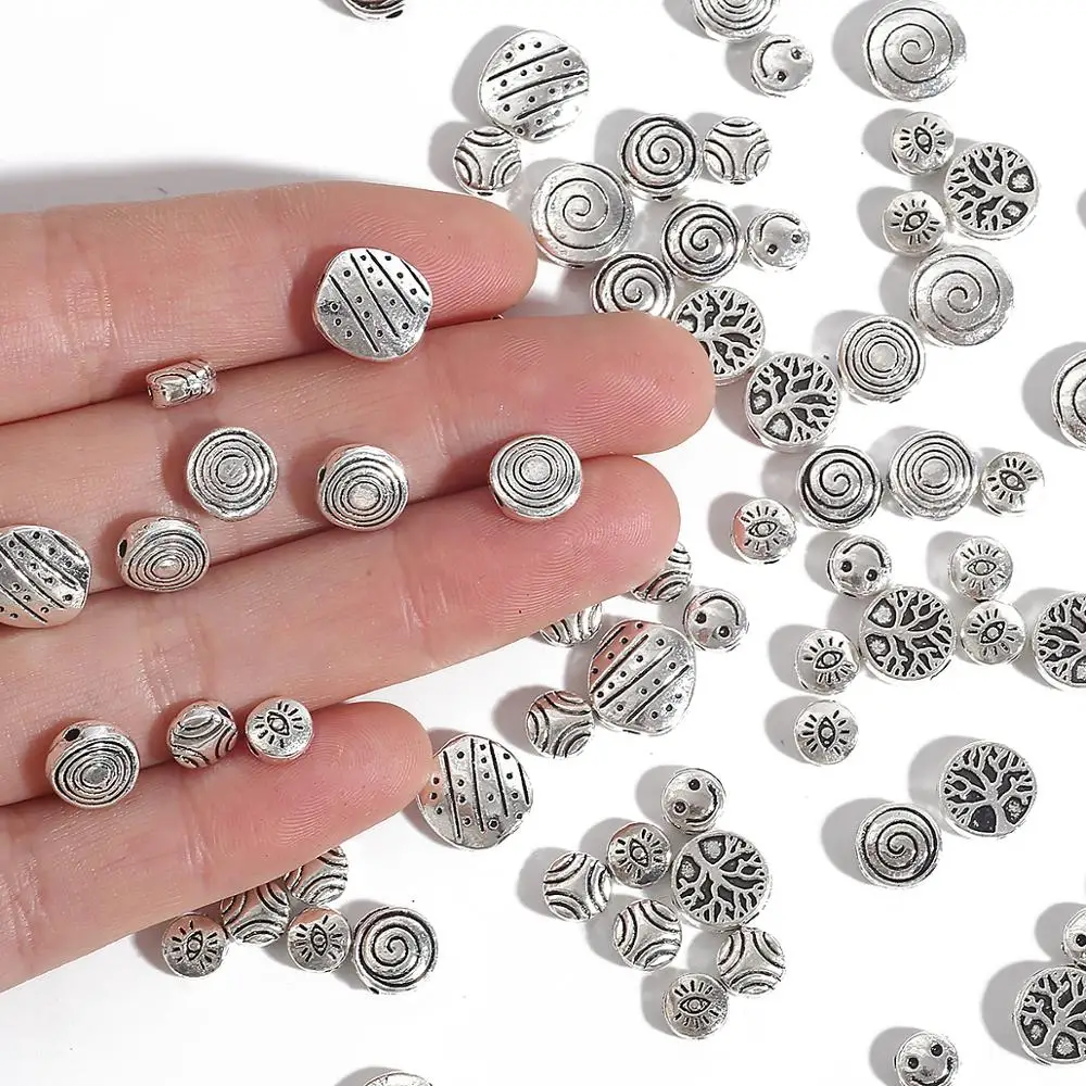 Alloy Beads Charm-Bracelets Loose-Spacer-Beads Jewelry Making Tibetan Silver-Color 
