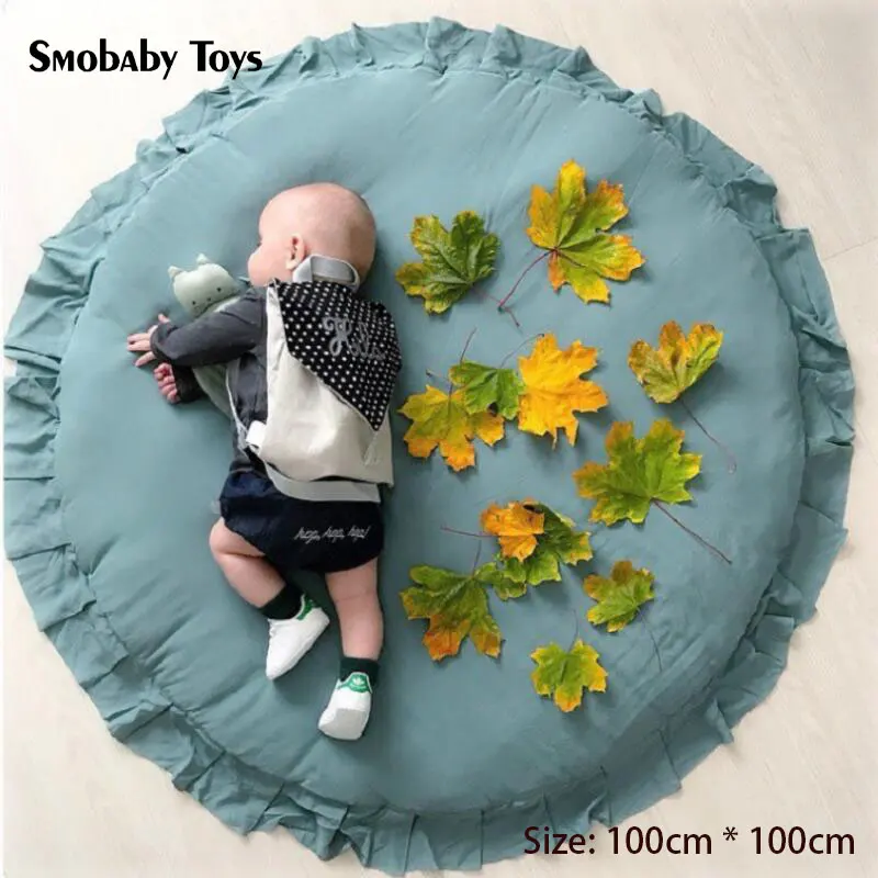 Lace cotton rug for children,soft carpet for baby games toys,round floor rug,thick rugs,children room decoration,diameter 100CM