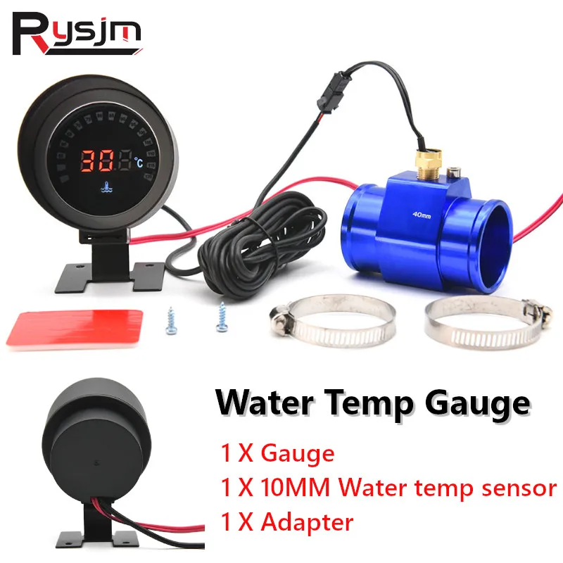 12V/24V LCD Digital Water Temp Gauge+10mm Temperature Sensor+Adapter ...