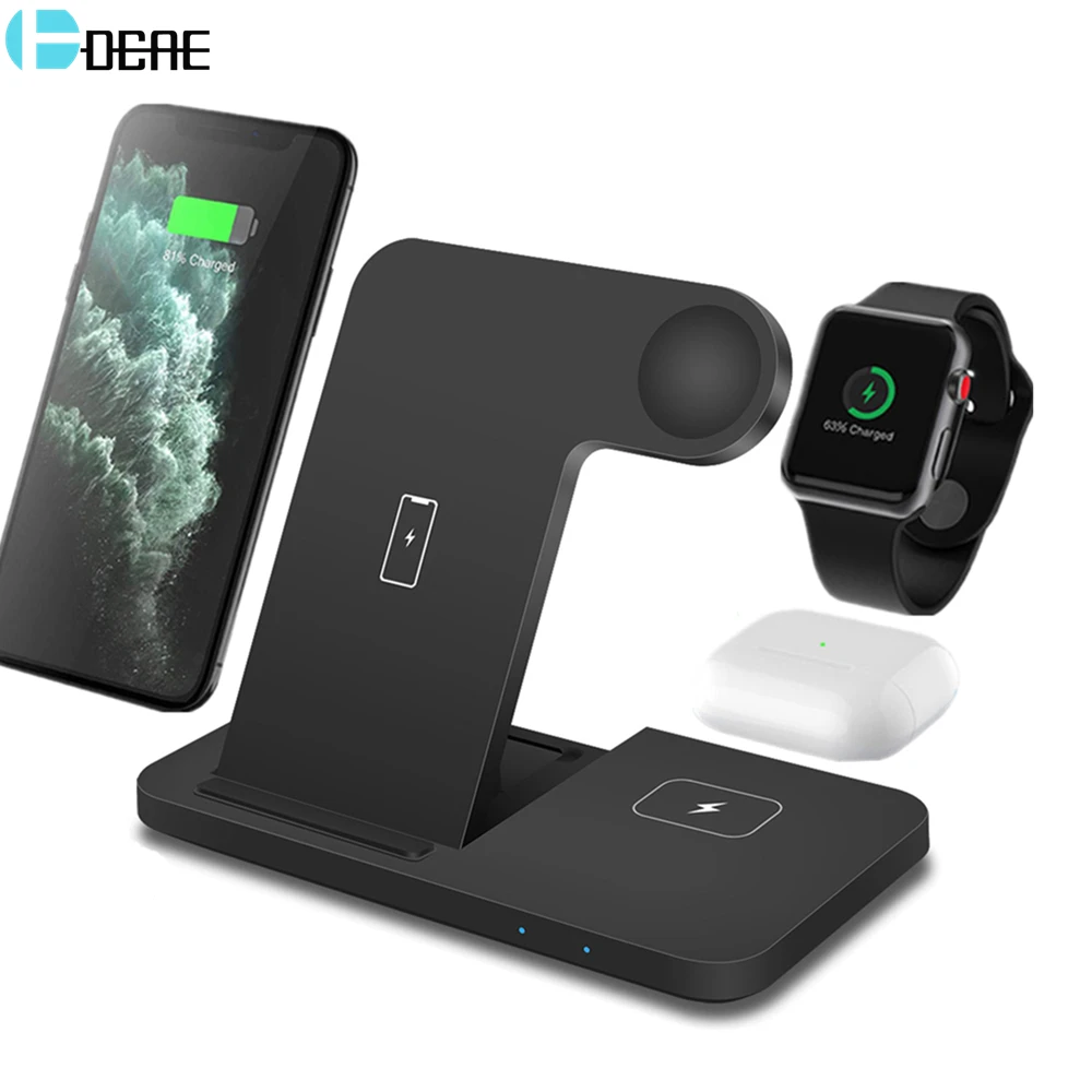 DCAE 3 in 1 Wireless Charger For AirPods Pro Apple Watch 6 SE 5 4 3 Qi 15W Fast Charging Stand for iWatch iPhone 12 11 XS XR X 8