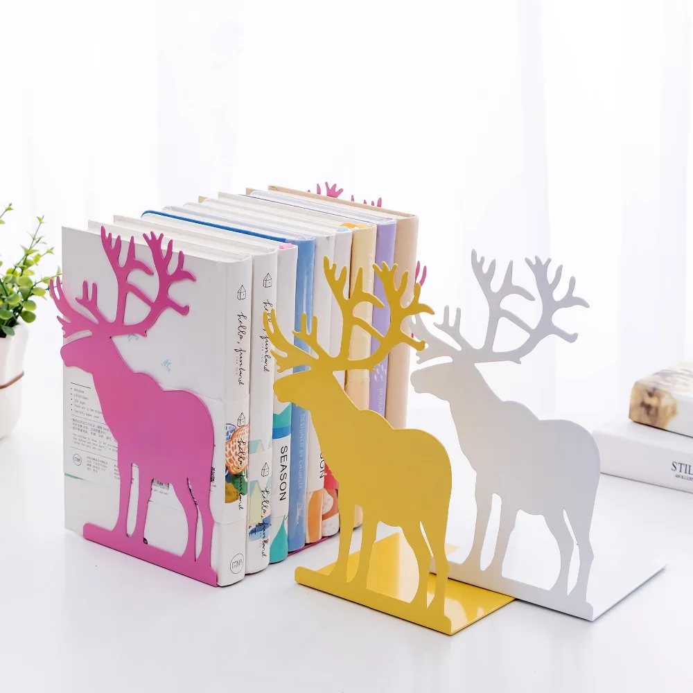 Корейский Творческий bookrack Ретро Лось оленей моделирование металла железа книга Подставка для книг школы настольные книжные полки 2 шт