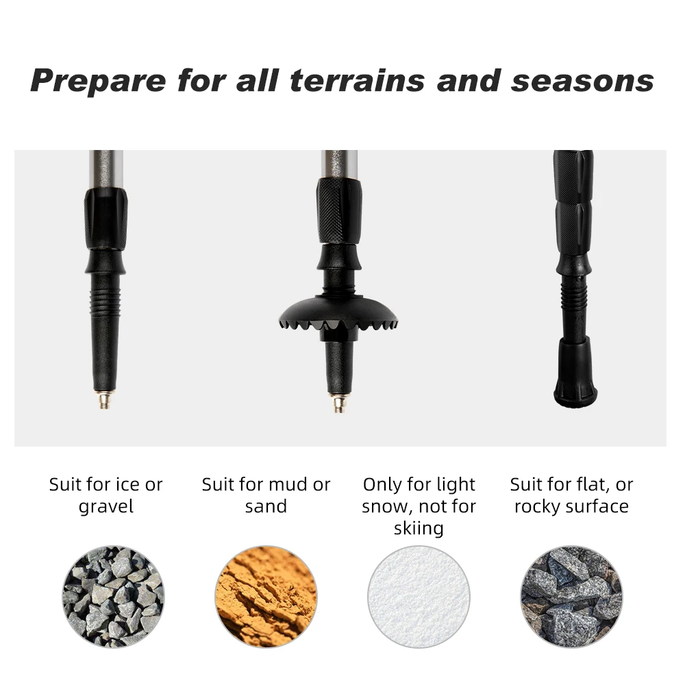 COPOZZ 2Pcs Outdoor Nordic Walking Sticks Adjustable trekking pole walking sticks Climbing cane with rubber ferrules protection