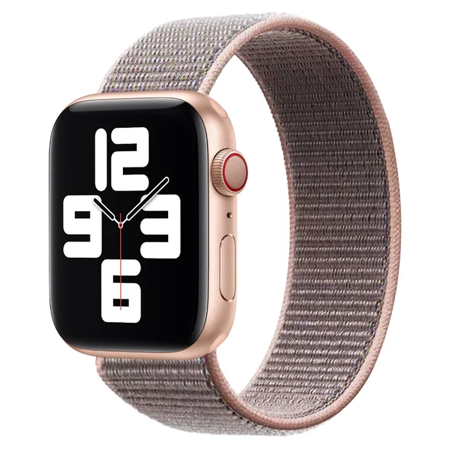 Aceshley Hot Selling 2021 New Upgrade Braided Solo Loop Elastic Nylon Straps for Apple Watch Band Series 6/SE/5/4/3/2/1 Pink Sand
