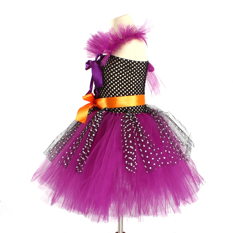 Classic Witch Girls Tutu Dress with Hat Child Halloween Costume Cosplay Carnival Party Princess Kids Wicked Witch Tulle Dresses (11)