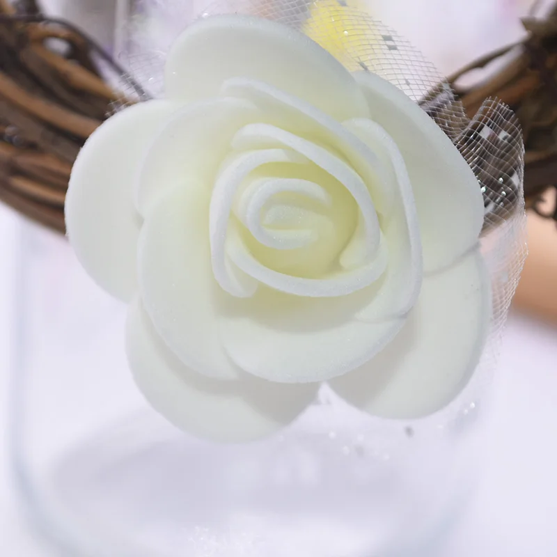 100pcs 3.5cm Mini PE Foam Rose Flower Artificial Flower Head Handmade Bouquet Wreath Wedding Party Decorative Crafts Supplies