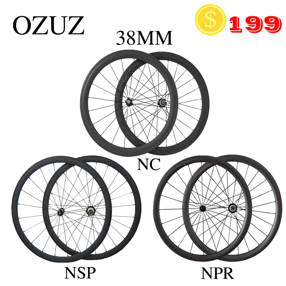 

OZUZ 38 mm deep Carbon Bicycle Wheelset R13 Novatec A271SB Tubular carbon road bike wheels Standard Ultra Light