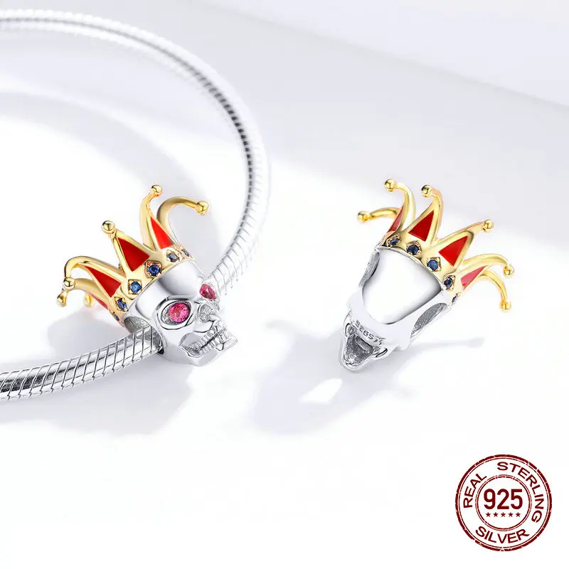 Fit Pandora Шарм Хэллоуин бусины-черепа для женщин браслет и ожерелье кулон 925 стерлингового серебра для украшения подарка