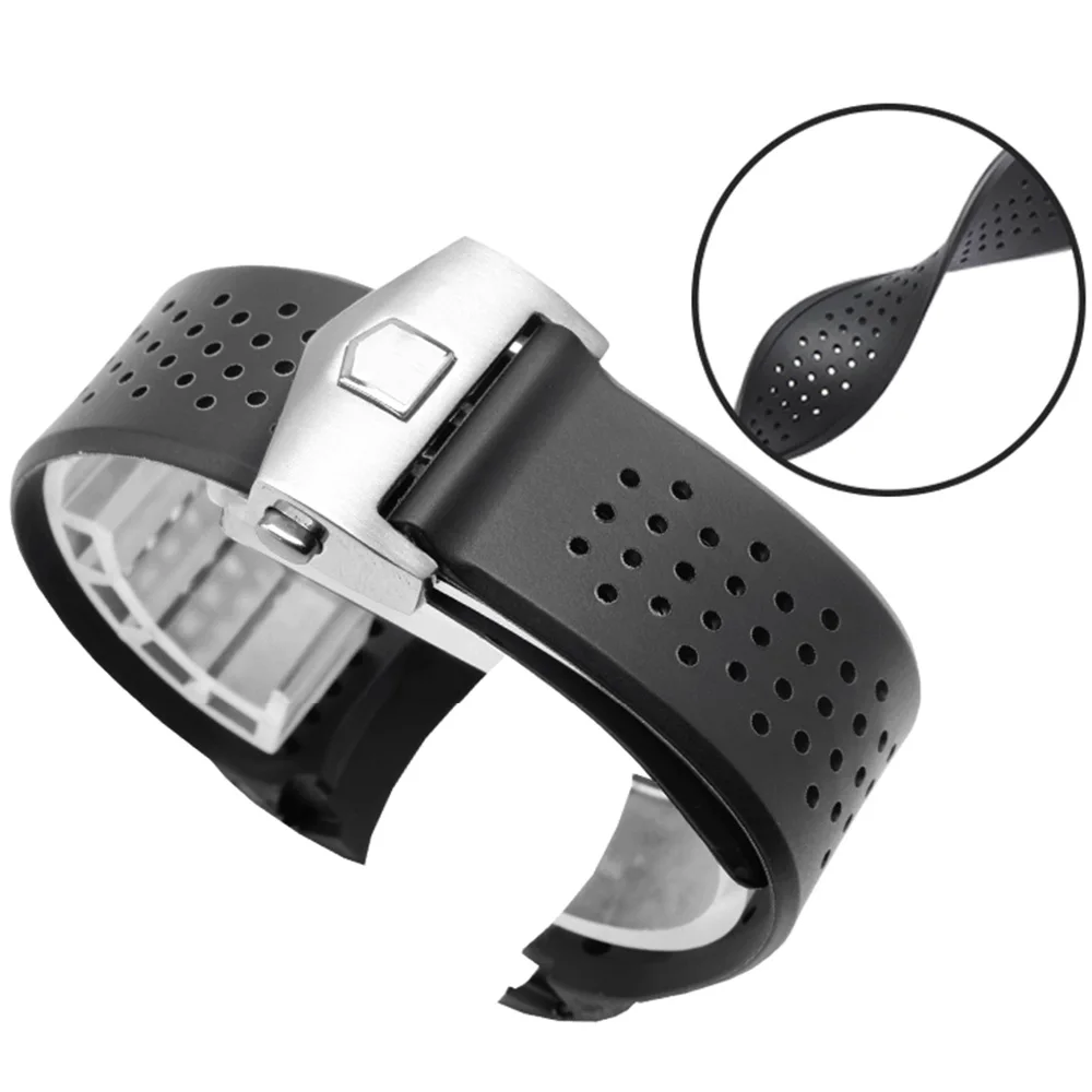 

Silicone Watchbands For CARRERA AQUARACER 22mm Top Waterproof Rubber Watch Band Men's Sports Diving Strap