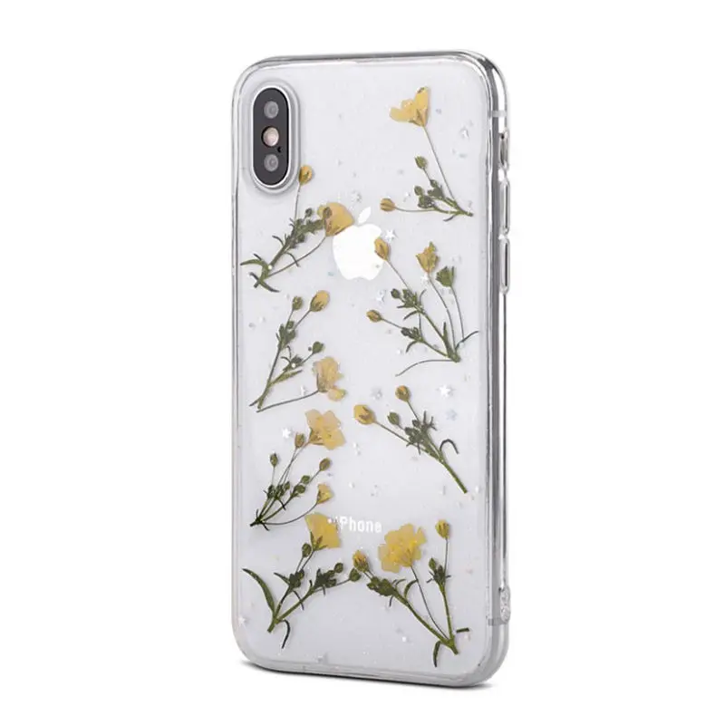 Прозрачный чехол для телефона с настоящими цветами для iPhone 11 X XS XR XS Max 6 6S 7 8 Plus, мягкий чехол из ТПУ с красивыми цветами
