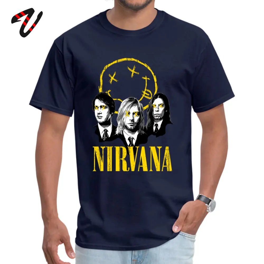 Скидка Nevermind Nirvana повседневные футболки с короткими рукавами Осень Зима хлопковая футболка для Мужская футболка подарок на день рождения - Цвет: Navy