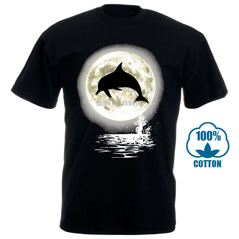 Dolphin Jump Moon/женская и мужская футболка S 3Xl новые футболки Забавные топы унисекс