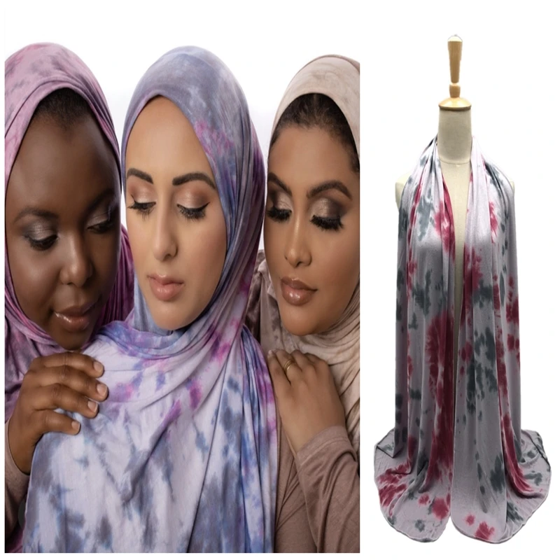 

Hot sale plain hand-made tie dye cotton Jersey modal shawls headband hijab summer muslim wraps scarf 10pcs/LOT