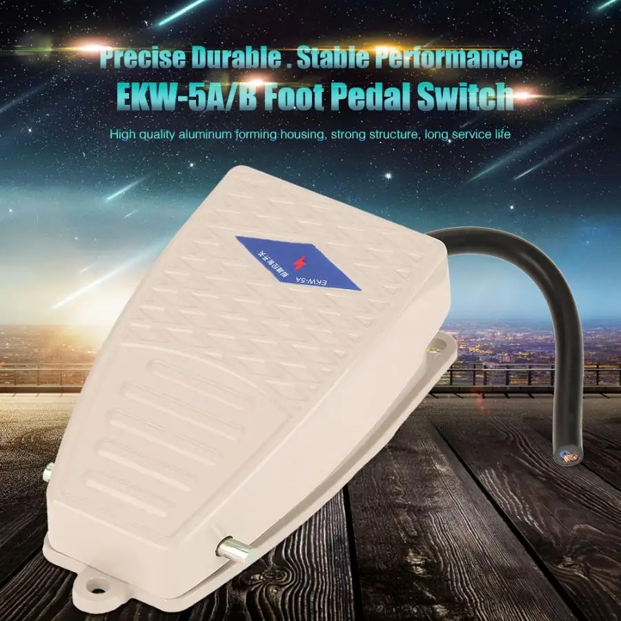 

Nonslip Metal Foot Pedal Switch Normally Open Momentary Control Switch EKW-5A-B AC 380V DC220V 5A
