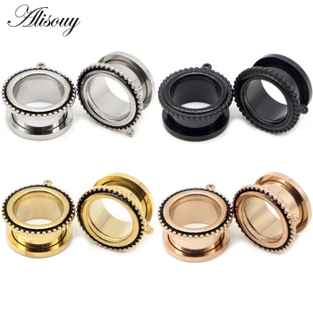 

Alisouy 2 pieces New Fashion Ear Piercing Tunnels Ear Expanders Surgical Stainless Steel Classical Gagues 6-25mm with DIY Hole