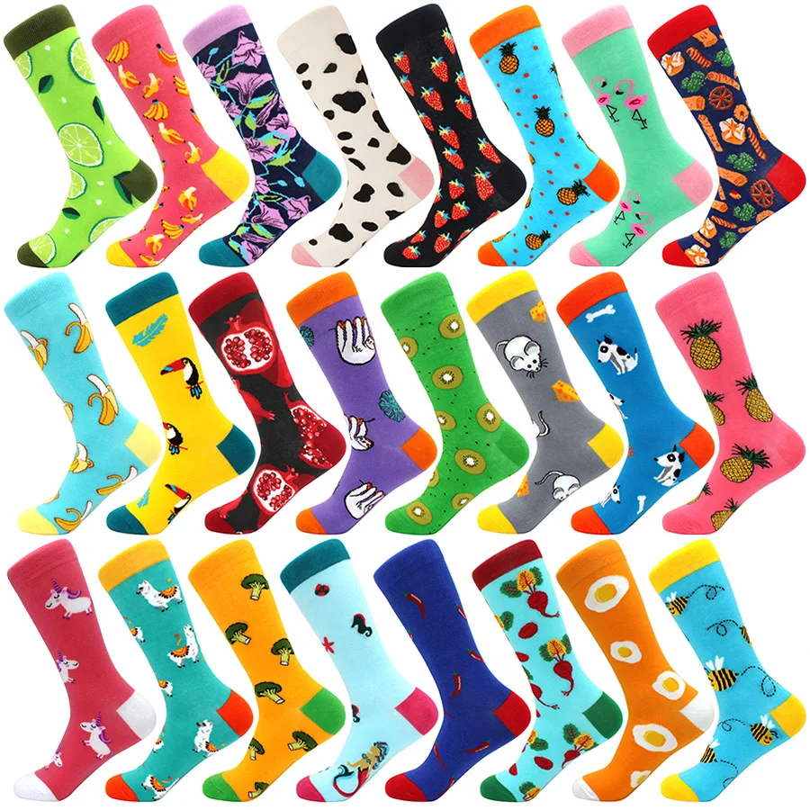 Cotton Socks Women Socks Cartoon Socks Casual Socks Happy Mens Combed Cotton Funny Men's Big Size Crew Harajuku Hip Hop Thick Long Socks