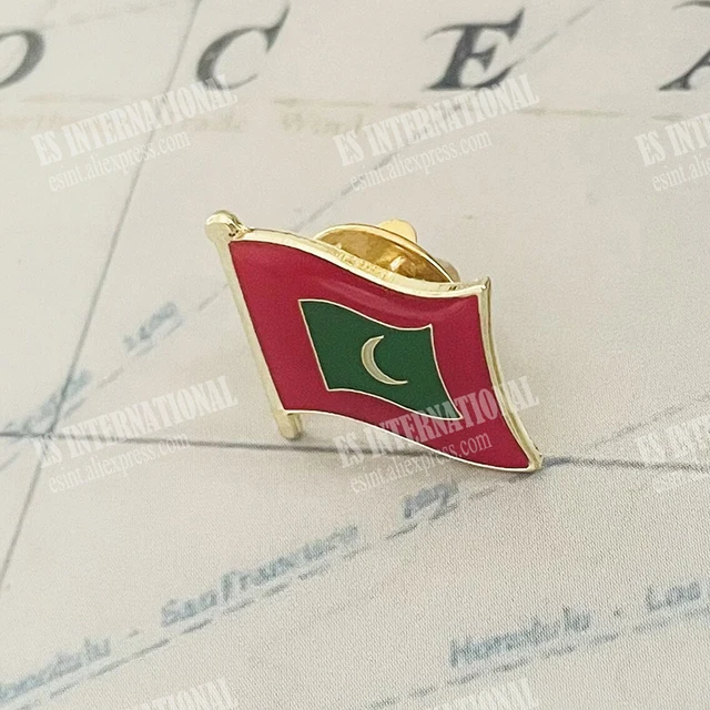 Maldív -Szigetek Nemzeti Zászló Hajtócsapok Kristály Epoxi Fém Zománc Jelvény Festék Bross -Ajándéktárgy Személyiség -Emlék Ajándékok - Image 2