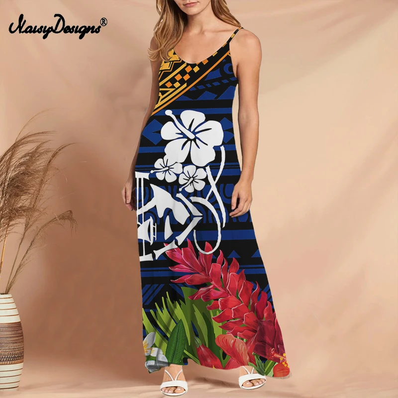 Noisydesigns Plus Size 4XL Women Long Dress Casual Sleeveless Off Shoulder  Hawaiian Samoan Polynesian Tribal Print Hot Dropship|Dresses| - AliExpress