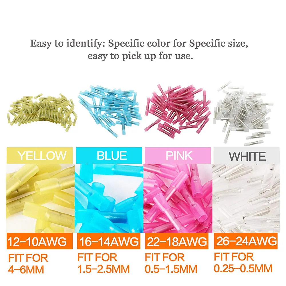 Iztoss 100pcs 26-24AWG изолированный термоусадочный стыковый провод электрический обжимной клеммный разъем(белый