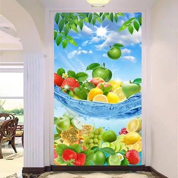 

Custom Wallpaper Murals 3D Summer Fruit Poster Photo Background Wall Home Decor Living Room Entrance 3D Embossed Mural Wallpaper