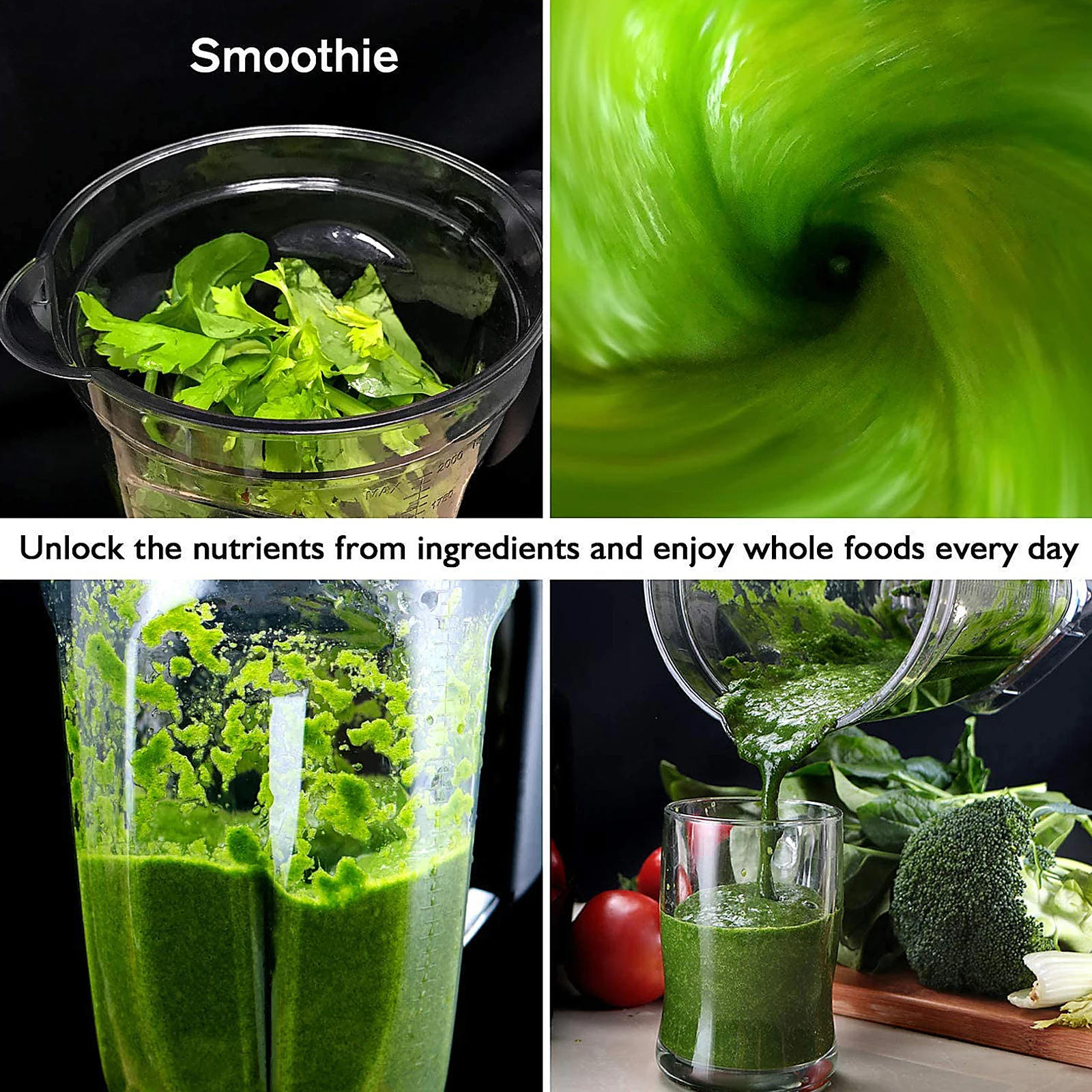 Homgeek Blender Smoothie Maker 2000W Professional Blender with 8 Adjustable Speeds 2L BPA-free Tritan 33000rpm High Speed Juicer Homgeek Blender Smoothie Maker 2000W Professional Blender with 8 Adjustable Speeds 2L BPA-free Tritan 33000rpm High Speed Juicer