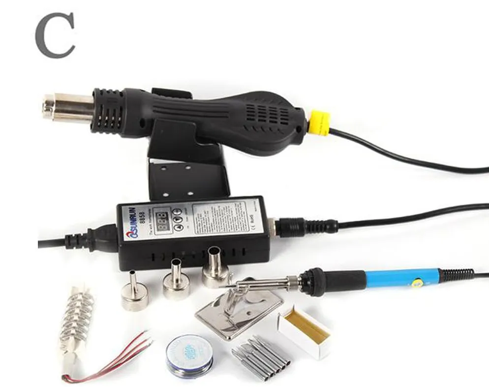 Оранжевый Soldering Station 8858 Portable Adjustable Hot Air Desoldering Station Hot Air Soldering Station Hot Air Gun - Цвет: Оранжевый