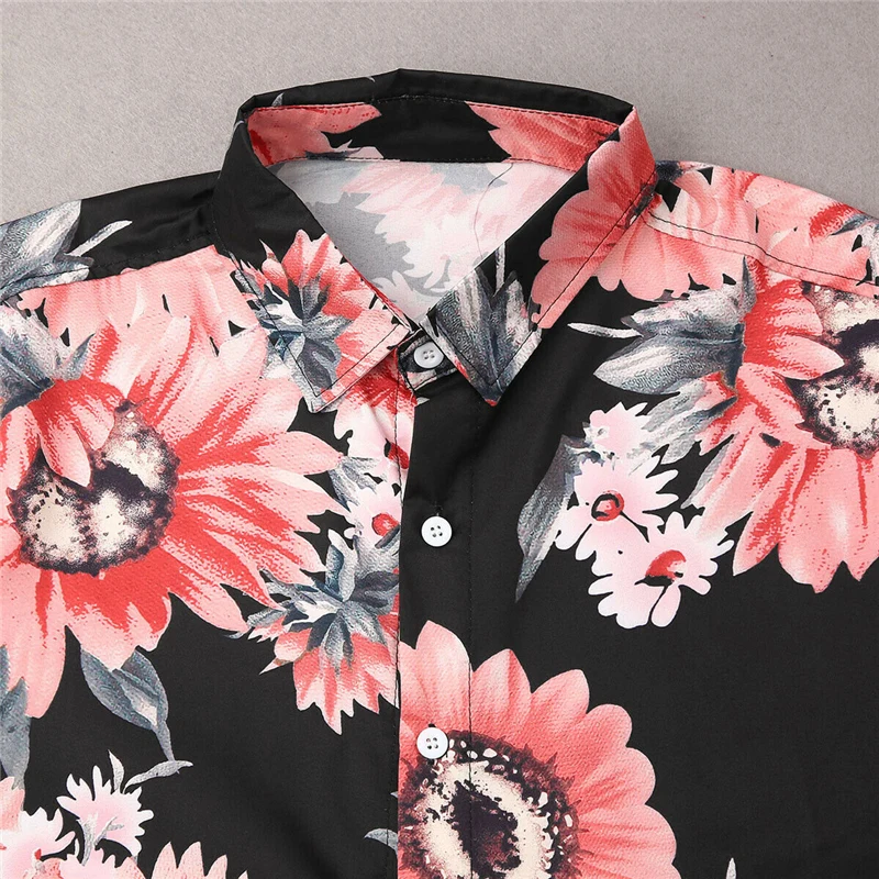 Мужская Новая мода Boho Стиль Тонкий Топ Мужская Повседневная мода личности мужская Тонкая рубашка с длинным рукавом Цветочный Топ Блузка