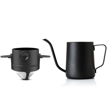 

Pour Over Coffee Filter, Portable Stainless Steel Reusable Coffee Dripper Cone Hold Coffee Pot