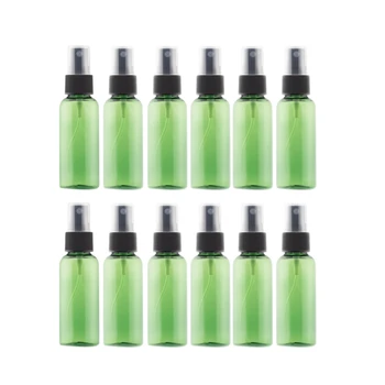 

12Pcs Green PET Travel Spray Bottles 1.7Oz(50Ml) with Black Fine Misting Sprayers for Cleaning Gardening Kitchen Plants
