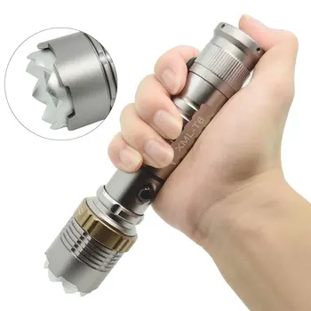

XM-L T6 Tactical Flashlight Self Defense Stick Baton Torch Portable Zoomable 5 Modes Lanterna Lamp with 18650 Battery+Charger