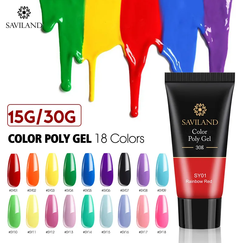 

SAVILAND 30g Quick Building Acrylic Color Poly Gel Finger Extension Red Blue Yellow Soak Off UV Camouflage Builder Gel Polish