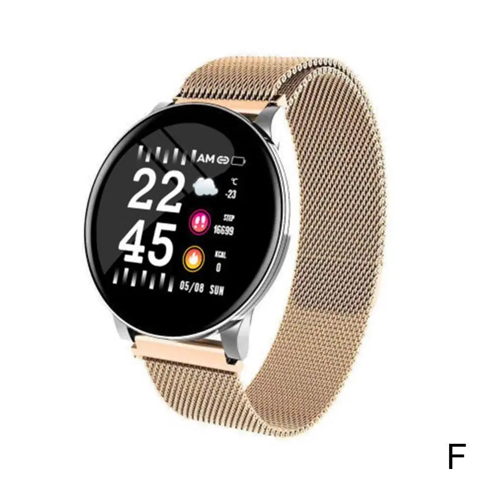 F Steel strap W8 смарт-браслет кровяное давление фитнес-трекер часы монитор сердечного ритма во время сна смарт-спортивные часы IP67 для Android IOS - Цвет: F Steel strap