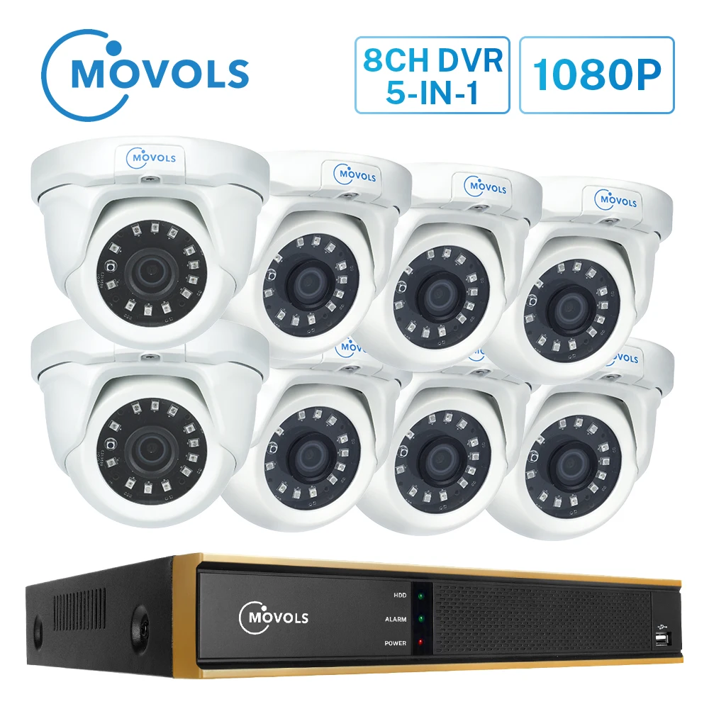 MOVOLS 2MP CCTV Kit 8CH DVR 8 шт. купольная камера ночного видения Система безопасности для дома и улицы Водонепроницаемая P2P система видеонаблюдения