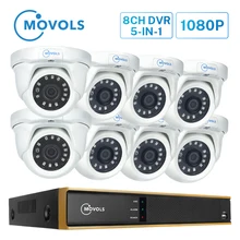 MOVOLS 2MP CCTV Kit 8CH DVR 8 шт. купольная камера ночного видения Система безопасности для дома и улицы Водонепроницаемая P2P система видеонаблюдения
