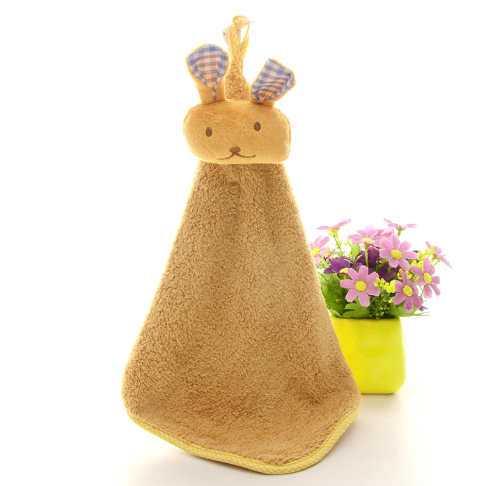 Brown 34x30cm Полотенце для рук, Хлопковое полотенце для ванной, милые Мультяшные плюшевые микрофибры, Рождественская кухня, ванная комната, мягкие подвесные салфетки для детей - Цвет: Brown 34x30cm