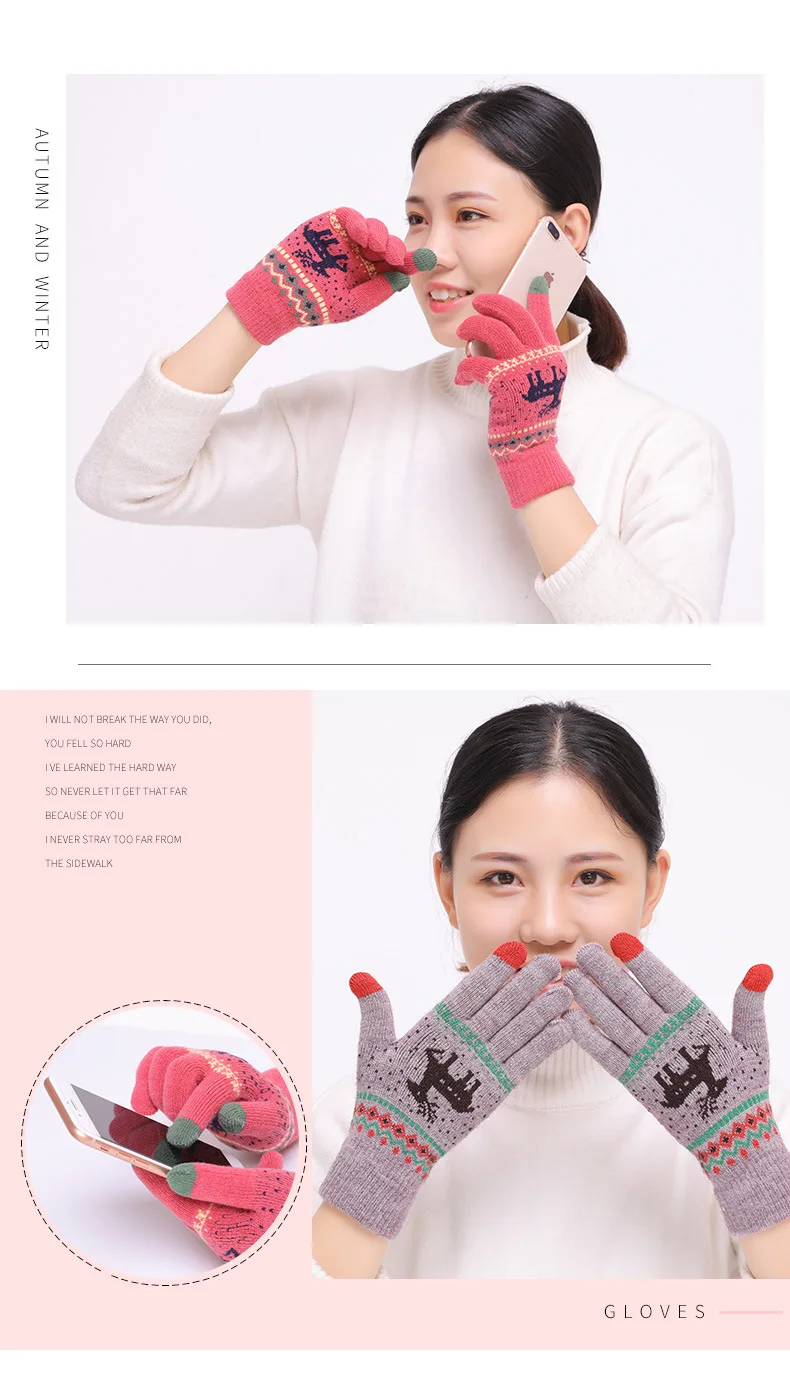 Жаккардовые Зимние перчатки с сенсорным экраном женские Guantes Invierno Mujer перчатки зимние Eldiven женские перчатки Luvas Handschoenen Rekawiczki