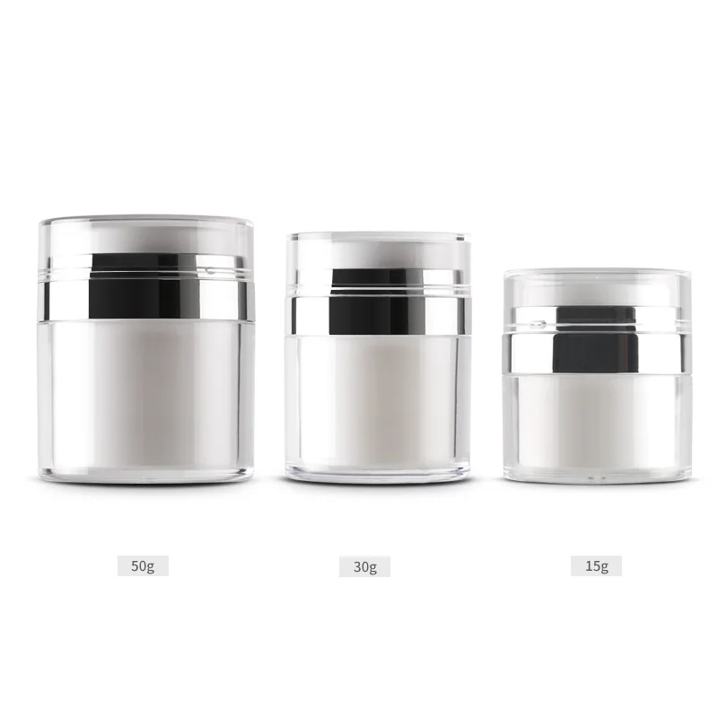 Cosmetic Jar Acrylic Cream Refillable Cans Vacuum Bottle Press Style Cream Jar Vials Airless Cosmetic Container 15G 30G 50G 100G