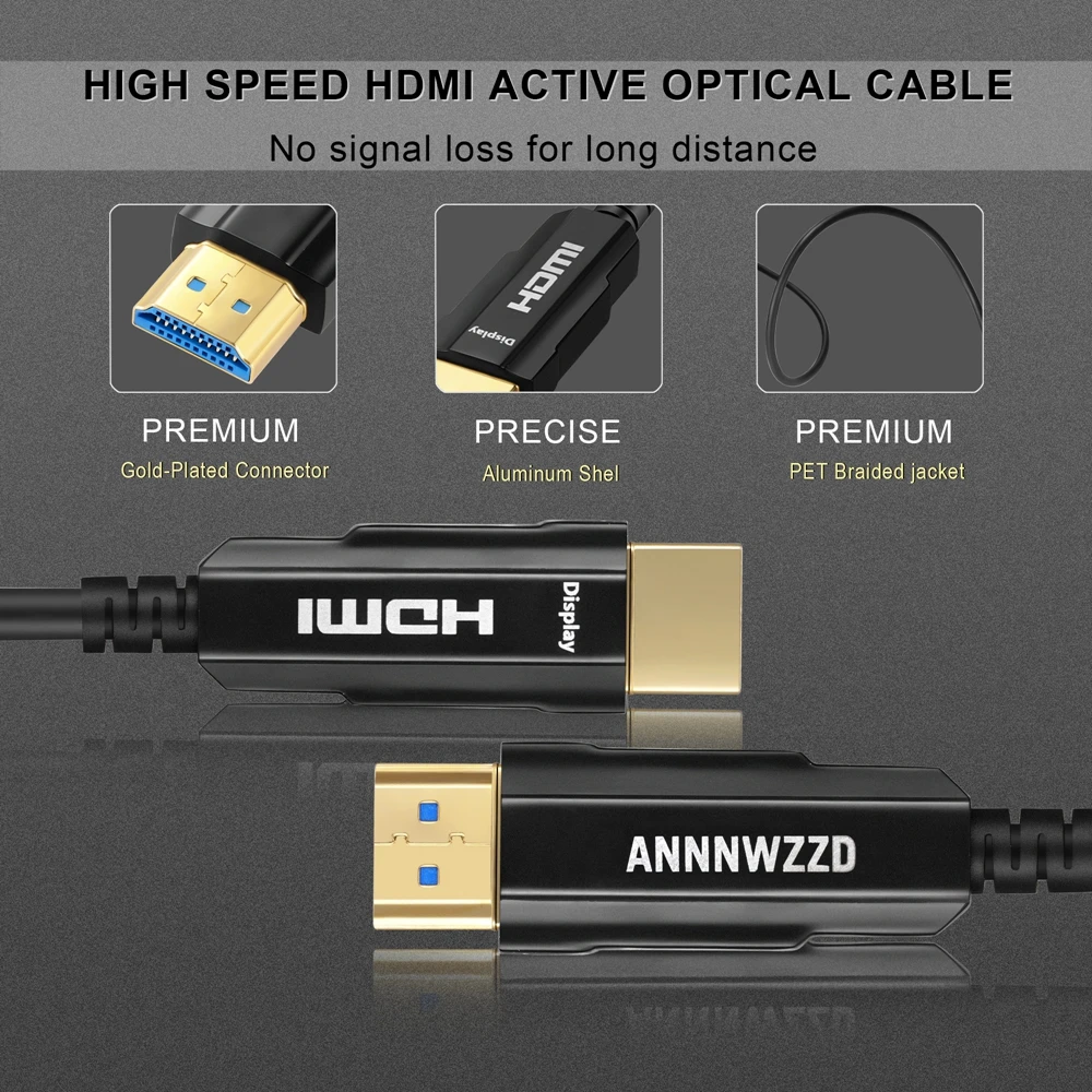  Optical fiber HDMI cable 4k HD computer TV notebook connected projector display HDR signal conversi
