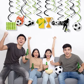 

Happy Birthday Football Ceiling Hanging Swirl Party Dcorations Baby Shower Sports Football PVC Spirals Kids Birthday Party Favor