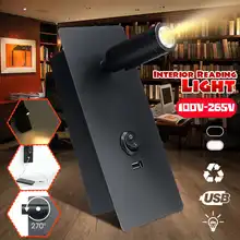 100 V-265 V Спальня изголовье светодиодный чтения Точечный светильник с USB ночью светодиодный настенные светильники для автофургонов, дом на колесах, дома, отеля